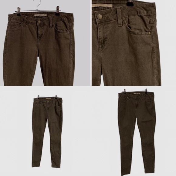 VINCE CROP SKINNY ANKLE MID-RISE OLIVE GREEN STRETCH DENIM JEANS NEUTRAL JEANS - Picture 13 of 16